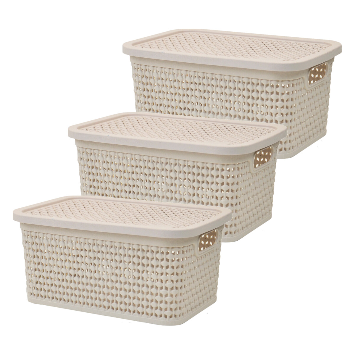 Set x3 Caja simil rattan 2,5lts. (23x15,5x11cm) rosado - BEIGE 