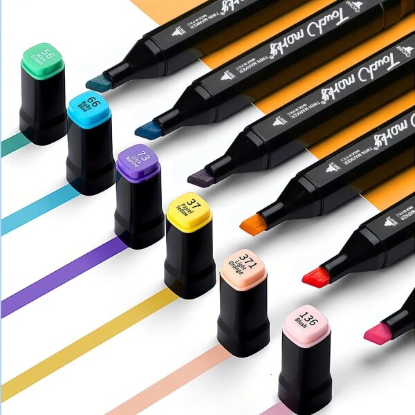 Set 48 Marcadores Resaltadores Doble Punta Touch + Estuche Variante Color Negro