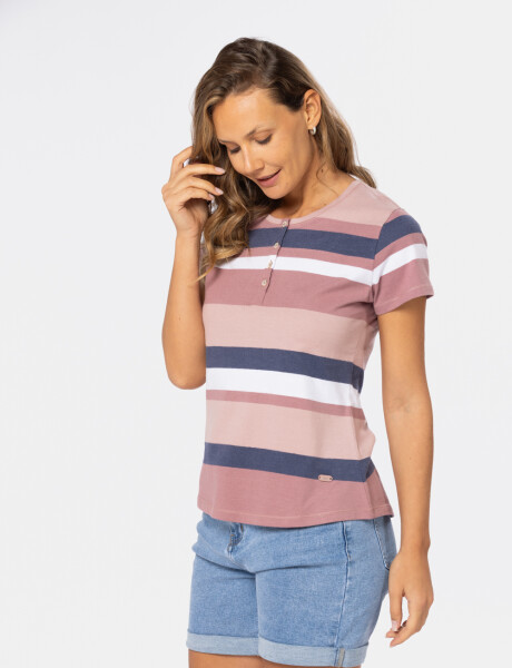 REMERA RAYADA Rosado