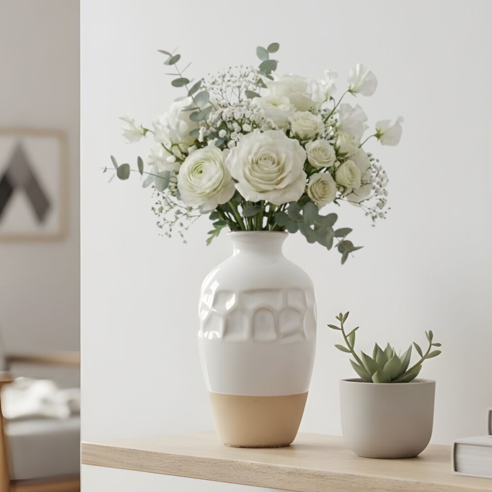 Florero Jarrón - Cerámica Blanco Florero Jarrón - Cerámica Blanco