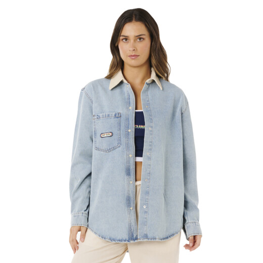 Camisa Rip Curl Surf Side Relaxed Denim Camisa Rip Curl Surf Side Relaxed Denim