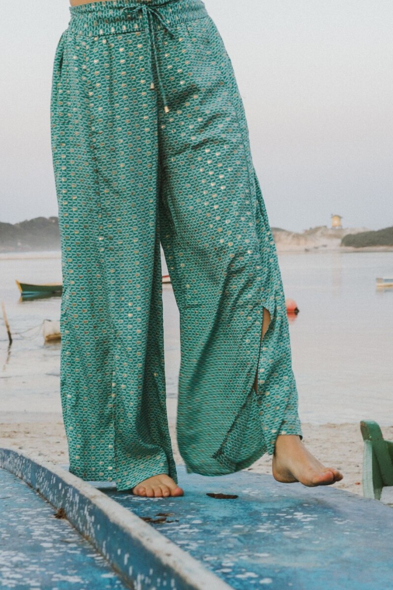 Pantalón Bruma Verde agua con dorado