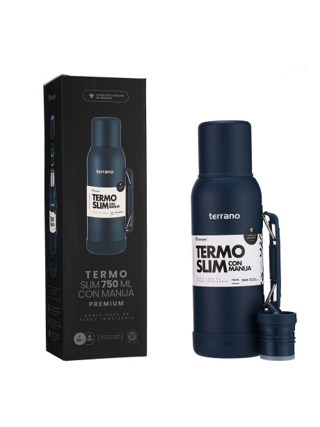 Termo Slim 750mL. con Base Silicona Azul Opaco