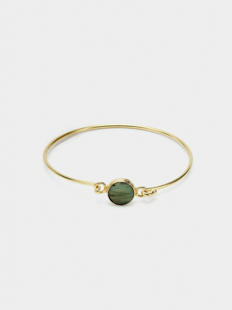 Pulsera Fina Con Piedra gris