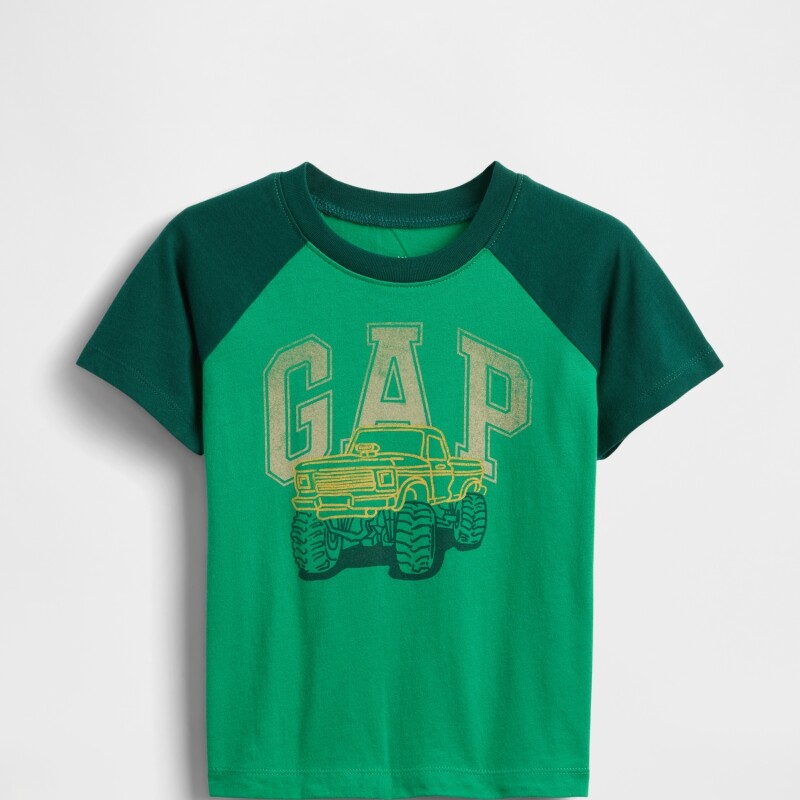 V-FRCH SS LOGO GRPH RAGLAN T GALLANT GREEN