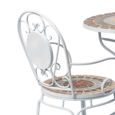 Set X3 Mesa Jardín + 2 Sillas Hierro Piedra Única Blanco