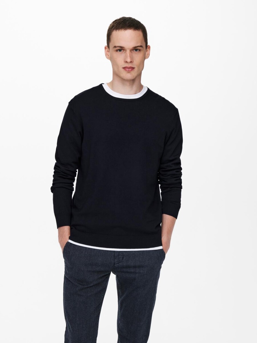 Sweater Tejido Básico - Dark Navy 