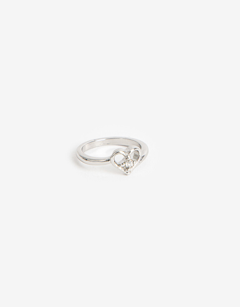 Anillos Chicos Metal Anillo Dedo Meñique Corazón - Plateado Rodio