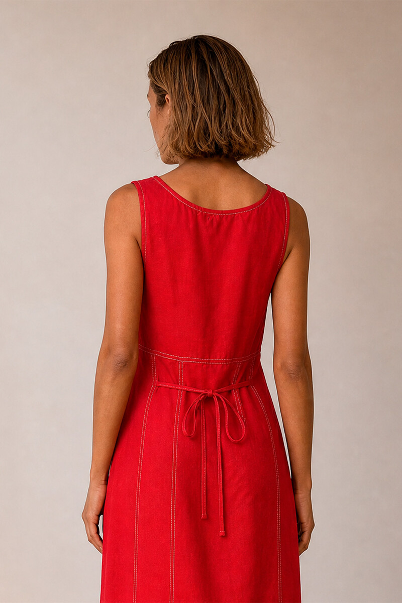 VESTIDO LINO VIVI ROJO