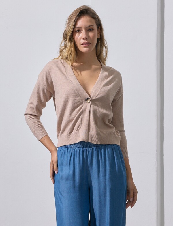 Cardigan 1 Boton TOSTADO