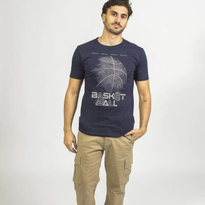 T-Shirt Print Basket Navy