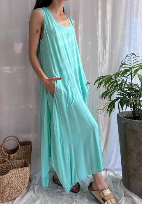 Vestido Baba de rayón Turquesa