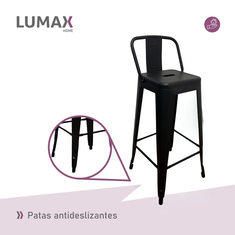 Taburete Tolix en metal con respaldo Negro