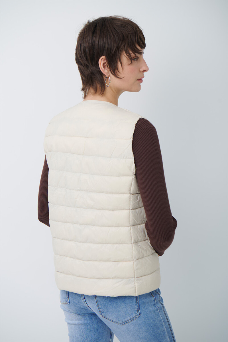 CHALECO PLUMAS BEIGE
