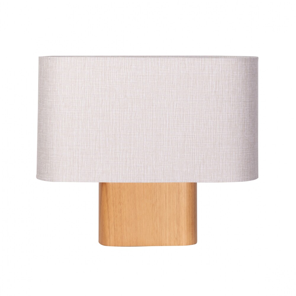 LÁMPARA DE MESA ABAJUR MADERA MARRON CUPULA ALGODÓN