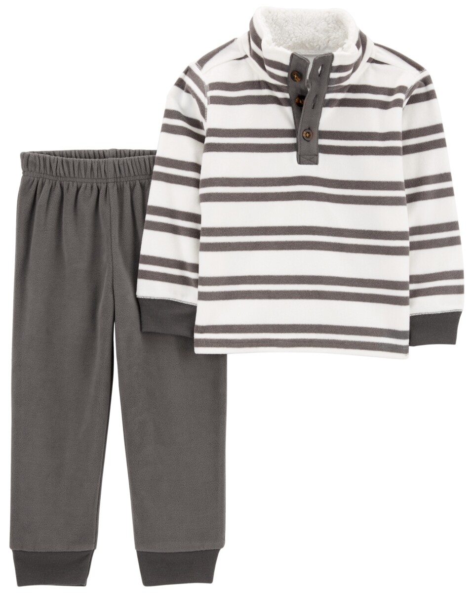 Set dos piezas de micropolar, pantalón y buzo con cuello en sherpa 