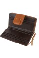 Monedero con tarjetero y costura a mano Marrón