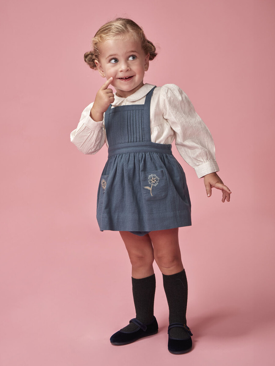 Pichi Con Jaretas Y Bolsillos Bordados Petroleo