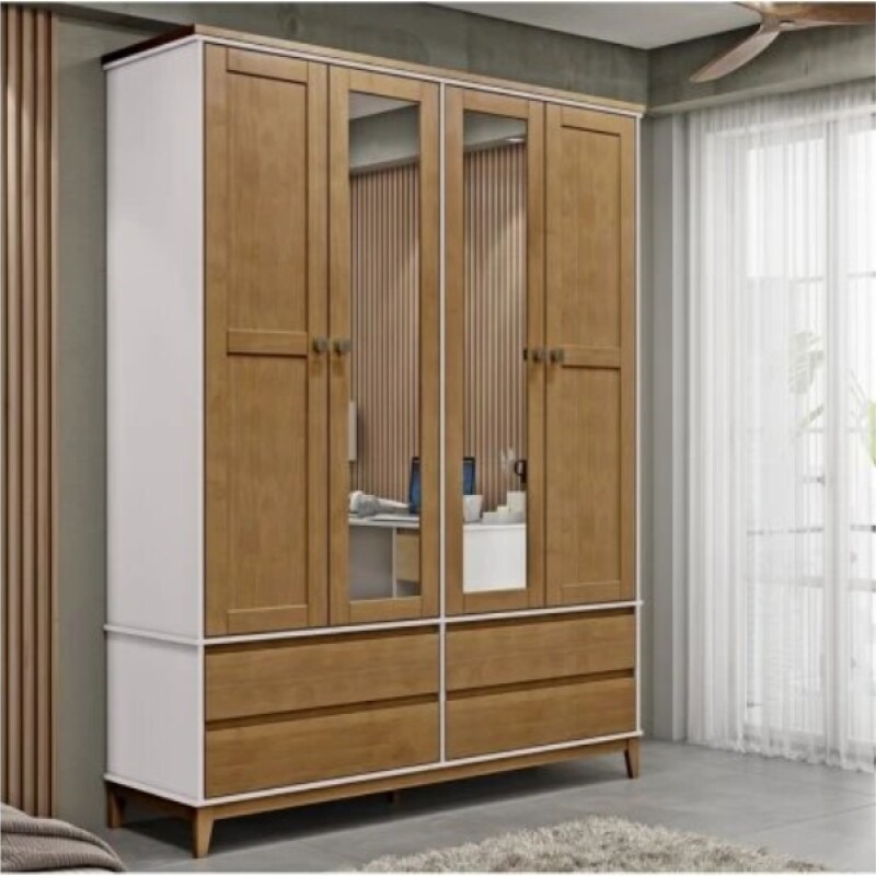 Ropero Prata 4 Puertas 4 Cajones Con Espejos Blanco2813w Mdf Ropero Prata 4 Puertas 4 Cajones Con Espejos Blanco2813w Mdf