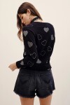 CARDIGAN HOTFIX HEARTS Negro