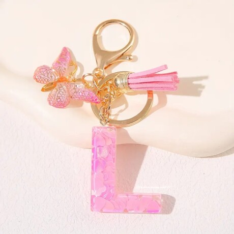 Llavero de letras L rosa