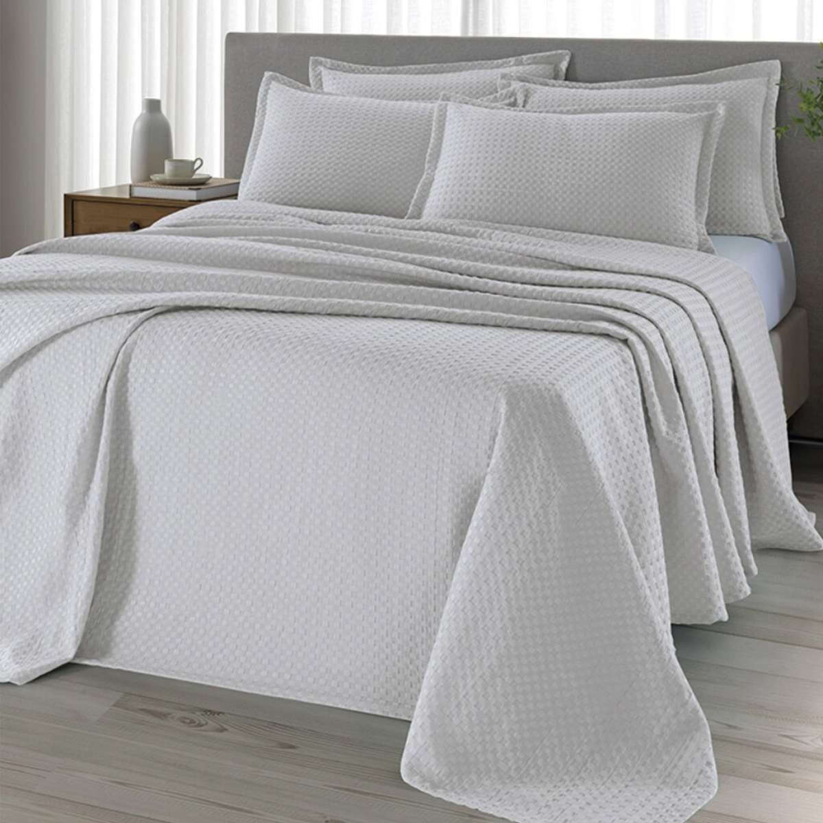 Juego Colcha y Funda Dohler Provenza 2 Plazas 100% Microfibra - Gris Plata 