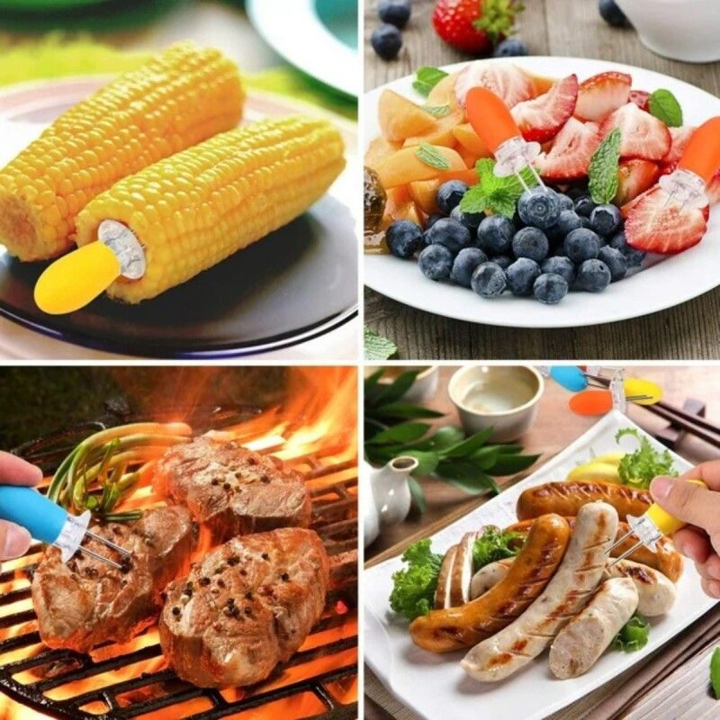 Set x8 pinchos para choclo acero inox/plástico S/C