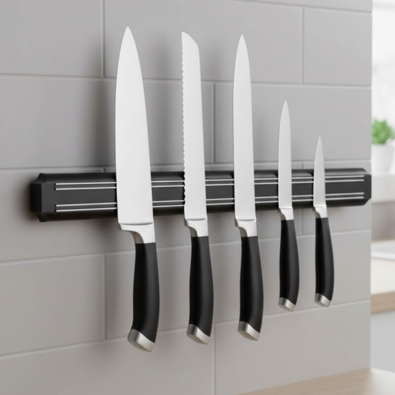 Barra imantada para cuchillos 38 cm NEGRO