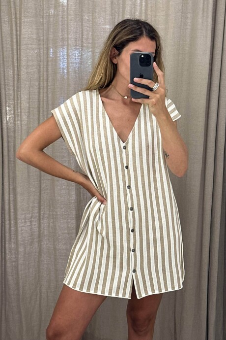 Vestido Libre Beige/Blanco