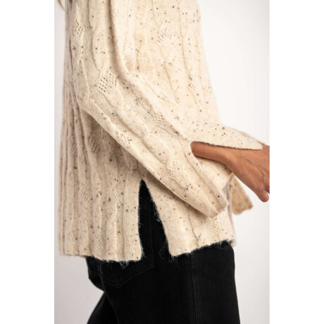 Polera Texturada Bouttonne Beige Melange