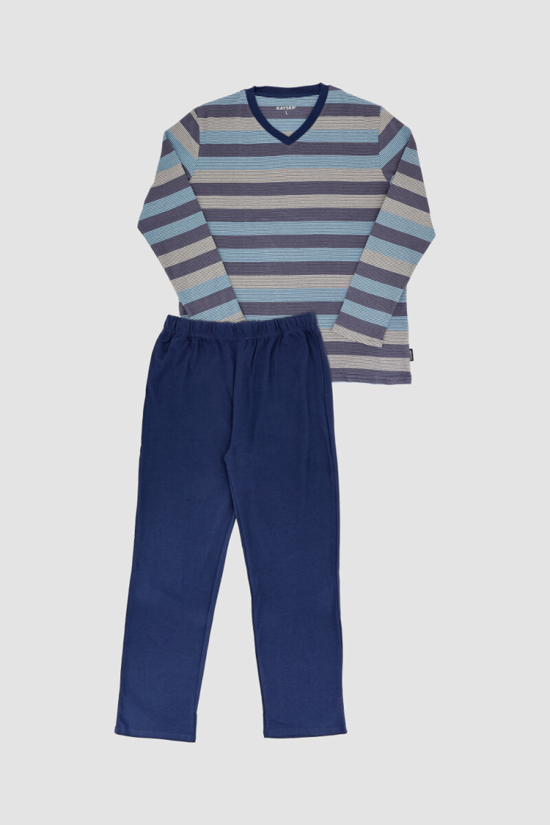 67-1821 pijama de rayas Azul