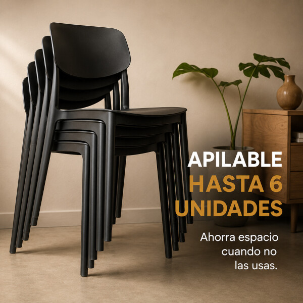 Silla Comedor X6 Combohome Venecia Polipropileno Premium Negro 1