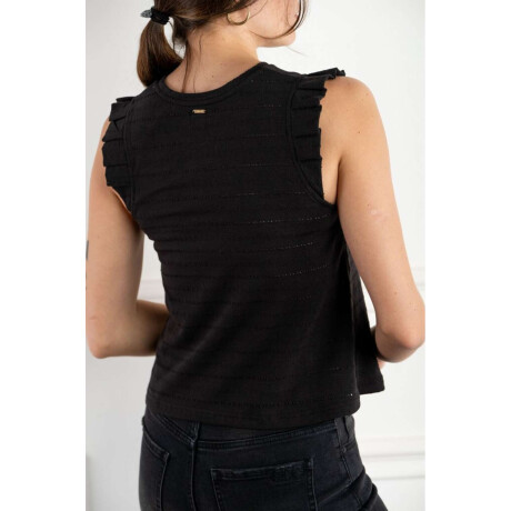 Remera Texturada Manga Tablitas Negro