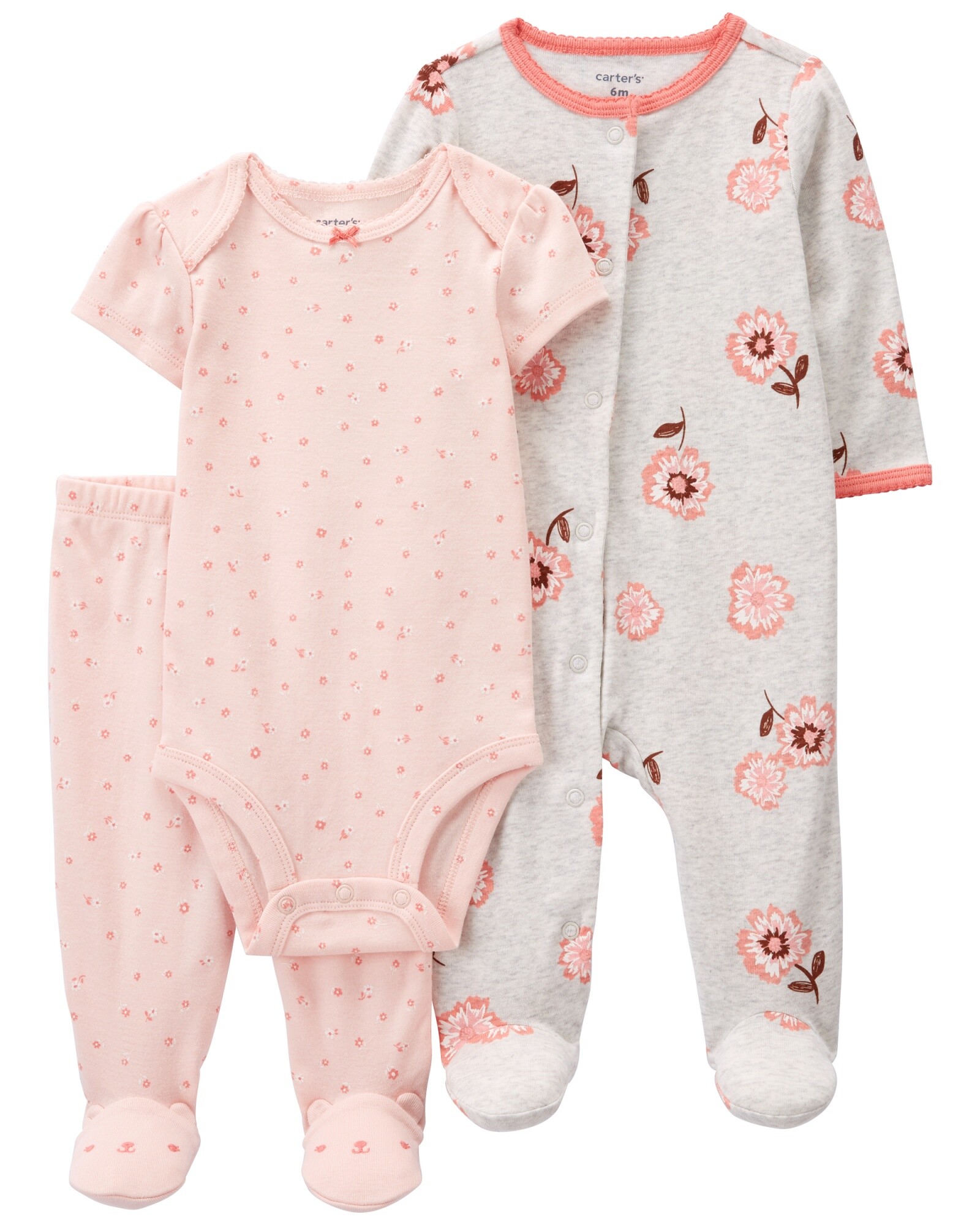 Set tres piezas de algodón, pijama y pantalón con pie más body Sin color