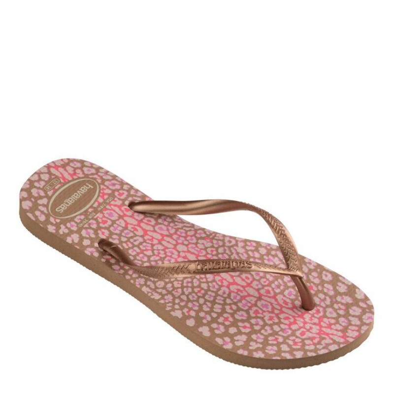 Sandalias de Mujer Havaianas Slim Animals Rosa - Dorado