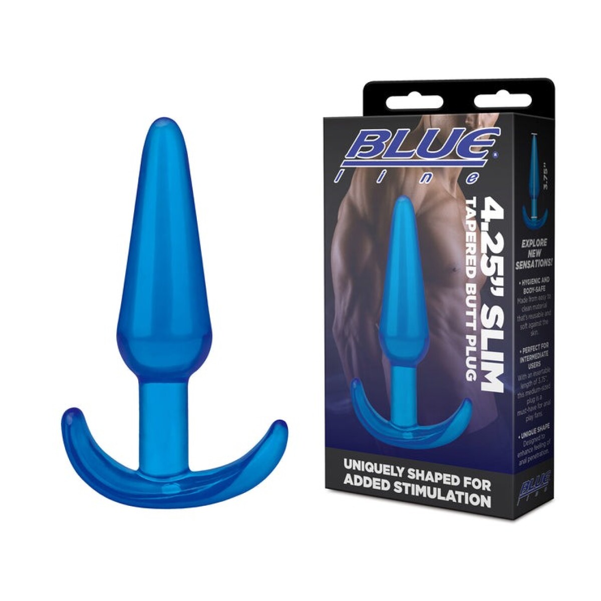 4.25" Slim Tapered Butt Plug Anal Blue Line 