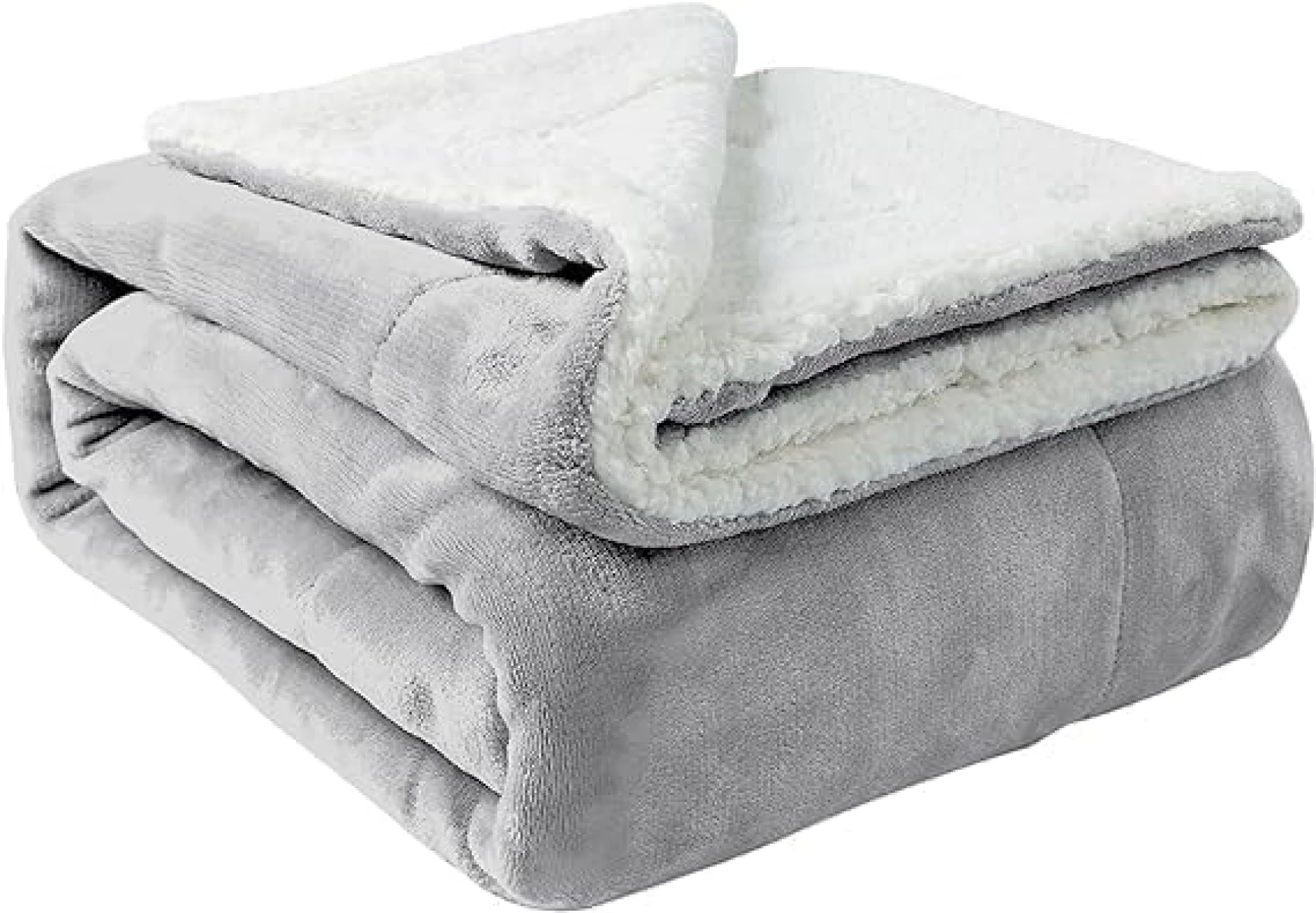 Frazada Manta Polar Termica Con Corderito 2 Plazas - Gris 