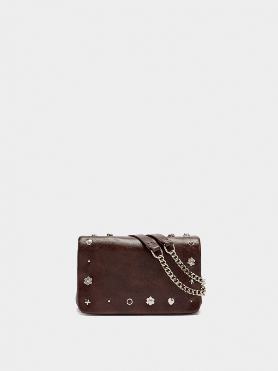Bolso De Hombro Con Solapa Y Detalles Metálicos marron