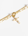 Pulseras Flexibles Cubic zirconia Pulsera Flexible Con Cruz Y Beads Multicolor. - Dorado