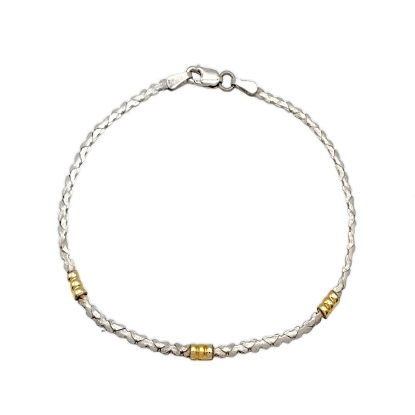 Pulsera Chata-Plata y Oro-Sin Piedra-PU5092 sinpiedra