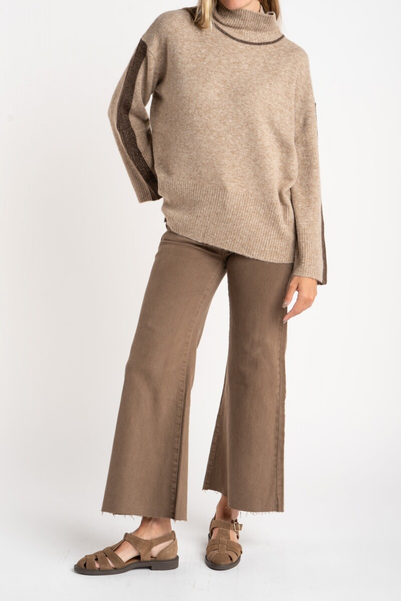 Polera Combinada Beige Melange