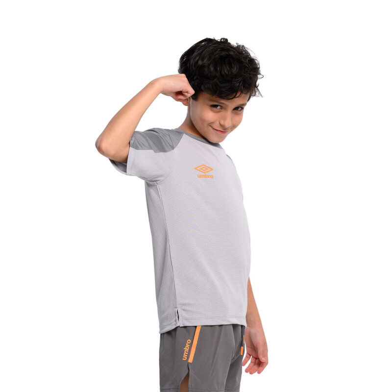 Remera de Niños Umbro Combined Hole Gris - Anaranjado