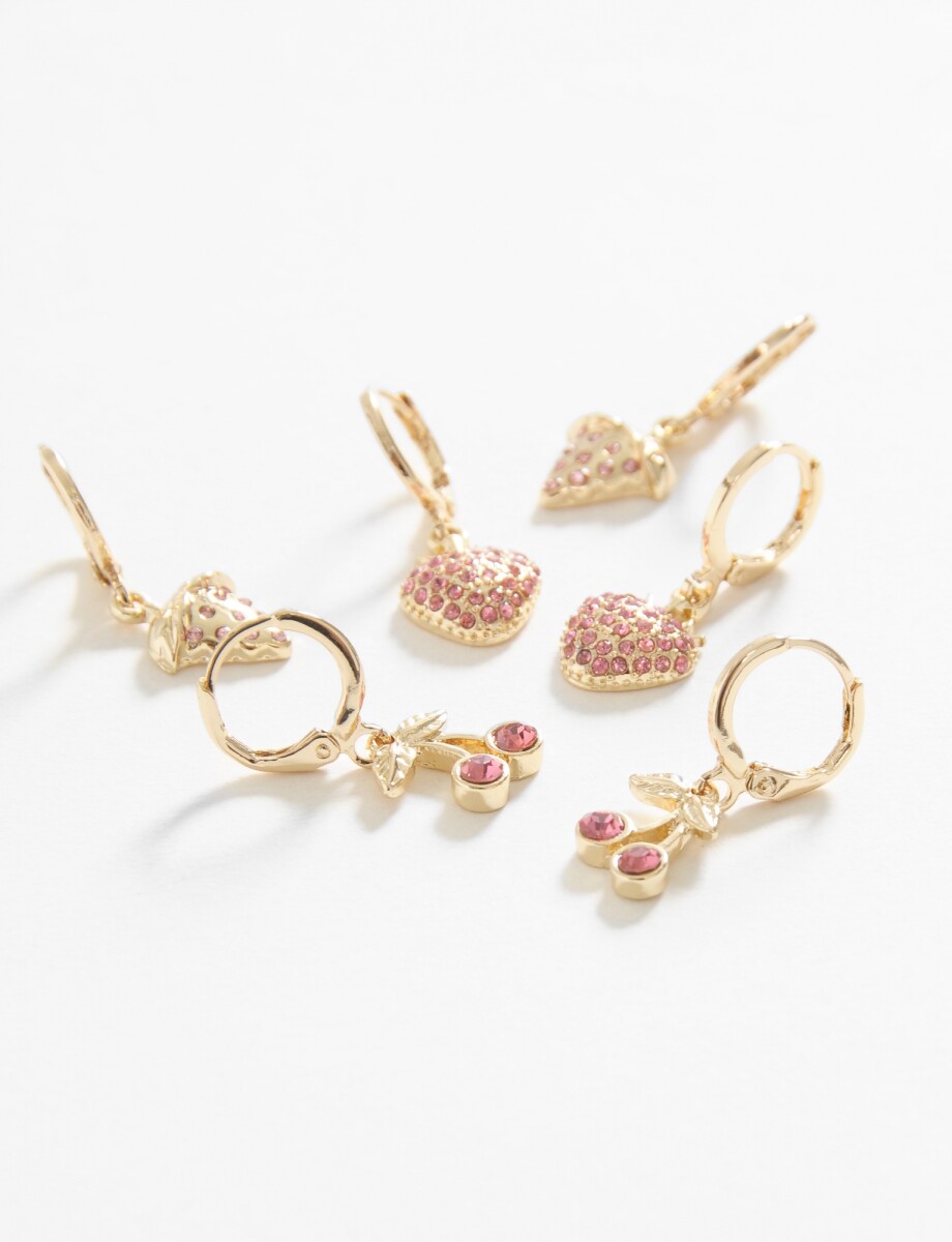 Set aros strass cherry - dorado 