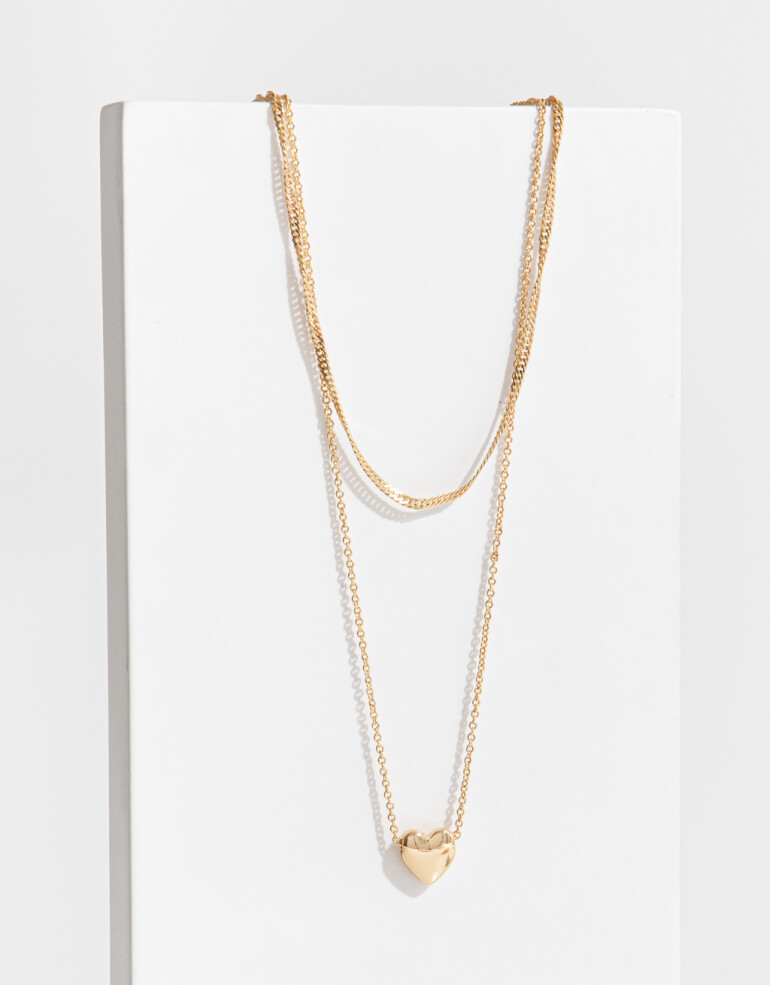 Collares Cortos Metal Collar Layer Bañado En Oro - Dorado
