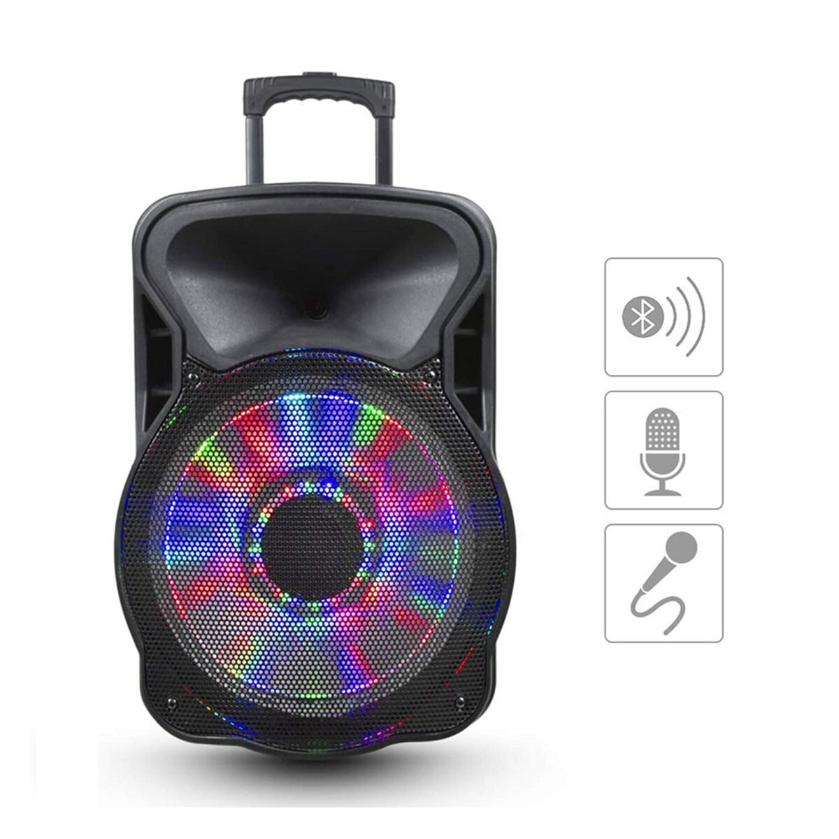 Parlante activo portátil bluetooth KTS1161 15"con micrófono y ruedas 