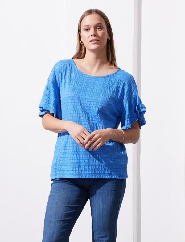 Blusa Punto Smocked AZUL