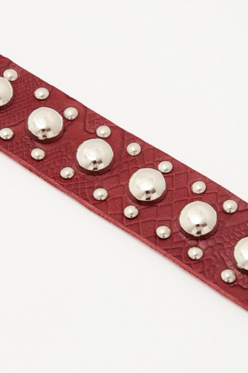 Pulsera Studs Cuero Bordo