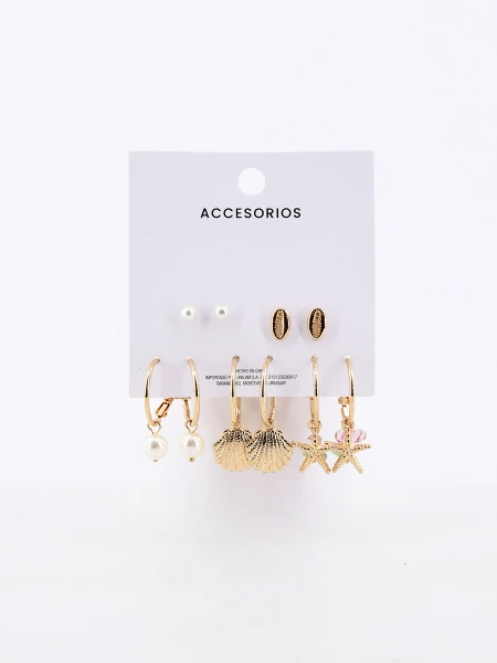 CARAVANAS SET 5 PARES DORADO