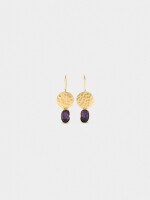 Pendientes Redondos Con Piedras dorado
