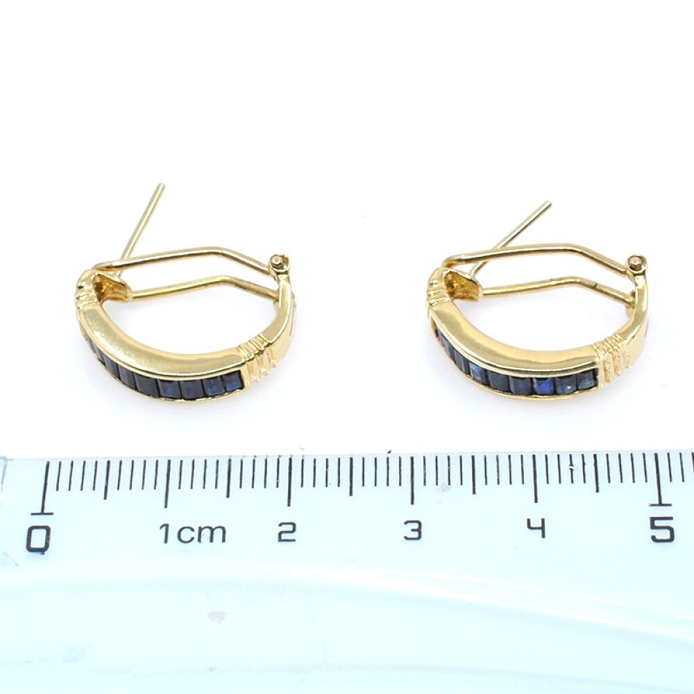 Caravanas clips en oro 18k con zafiros azules Caravanas clips en oro 18k con zafiros azules